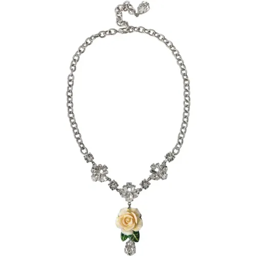 Crystal Roses Pendant Necklace , female, Sizes: ONE SIZE - Dolce & Gabbana - Modalova