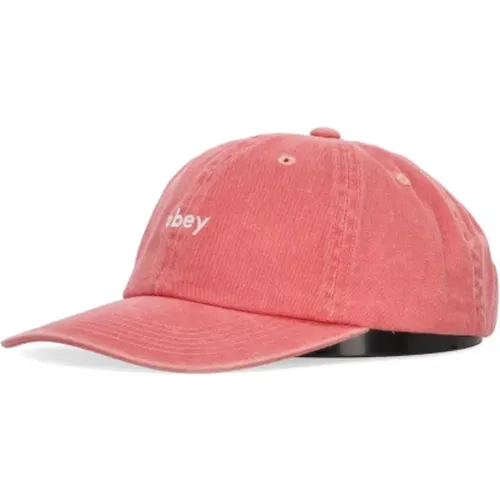 Caps, male, , Size: ONE SIZE Curved Visor Cap Pigment Coral Strapback - Obey - Modalova