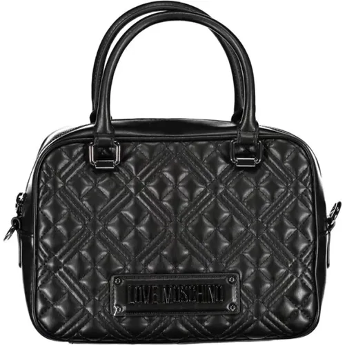 Schwarze Polyethylen-Handtasche mit Kontrastdetails - Love Moschino - Modalova