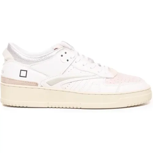 Weiße Rosa Leder Sneakers , Damen, Größe: 39 EU - D.A.T.E. - Modalova