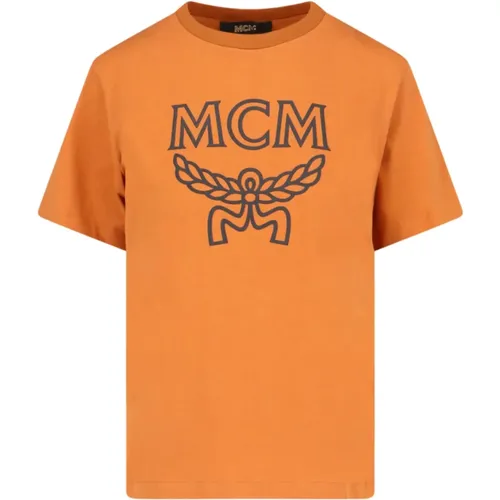 Braunes Logo Print T-Shirt für Männer - MCM - Modalova