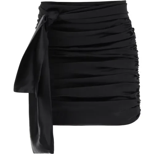 Ruched Satin Mini Skirt with Matching Sash , female, Sizes: S, XS, 2XS - Dolce & Gabbana - Modalova