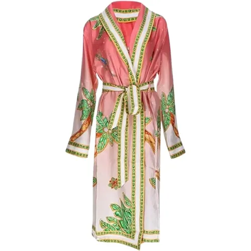 Robes, female, , Size: XS Silk Printed Long Sleeve Robe - Casablanca - Modalova