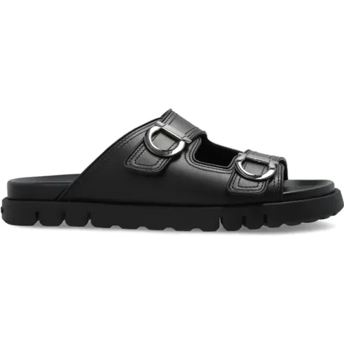 Sliders, male, , Size: 9 US Leather slides Colly - Salvatore Ferragamo - Modalova