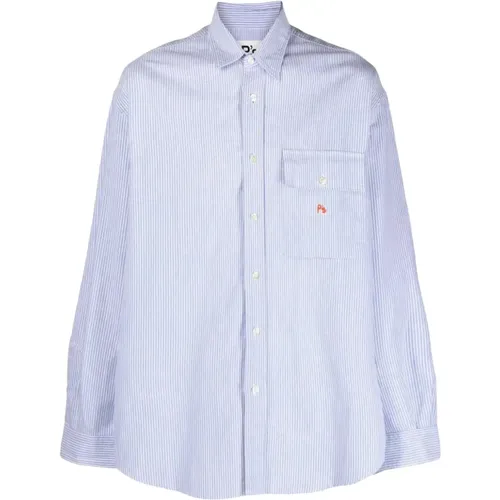 Striped Oxford Cotton Shirt with Front Pocket and Logo Embroidery , male, Sizes: XS - President's - Modalova