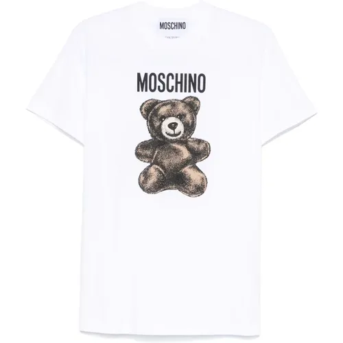 T-Shirts, female, , Size: XS Teddy Bear Logo Print T-shirt - Moschino - Modalova