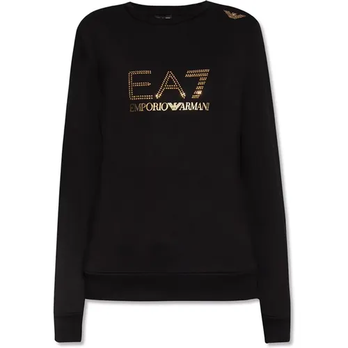 Logo-printed sweatshirt , Damen, Größe: L - Emporio Armani EA7 - Modalova