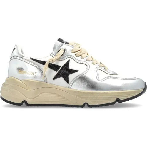 Metallic Panelled Lace-Up Sneakers , female, Sizes: 4 UK, 2 UK, 3 UK, 7 UK - Golden Goose - Modalova