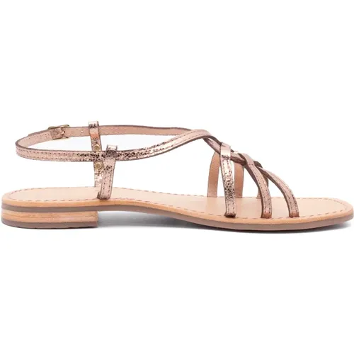 Roségoldene Ledersandalen mit Schnalle , Damen, Größe: 39 EU - Les Tropeziennes - Modalova