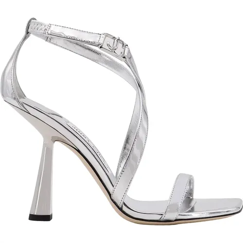 Silver Leather Sandals with Stretched Strap , female, Sizes: 3 UK - Jimmy Choo - Modalova