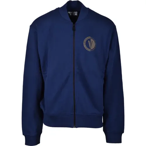 Zip-throughs, male, , Size: M Cotton Sweatshirt - Versace Jeans Couture - Modalova