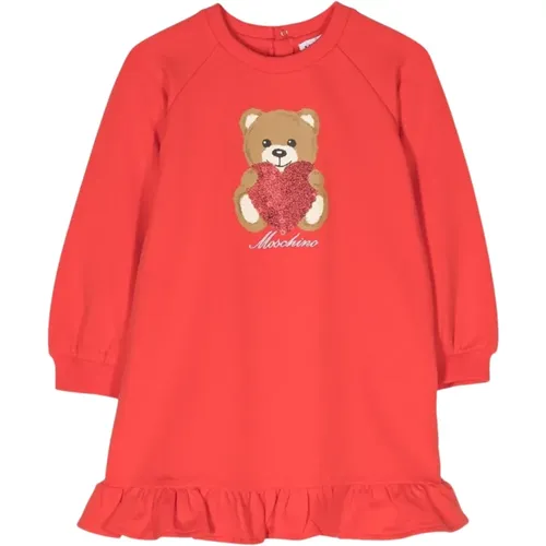 Rotes Teddybär Baumwollfleece Kleid - Moschino - Modalova