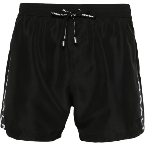 Swim Boxer with Silver Embroidered Logo , male, Sizes: 3XL, XL, L, 2XL, M - Balmain - Modalova