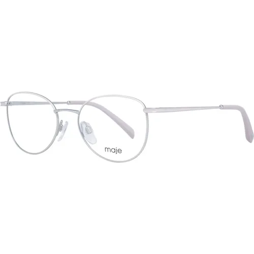 Glasses, female, , Size: ONE SIZE Silver Oval Optical Frames for Women - Maje - Modalova