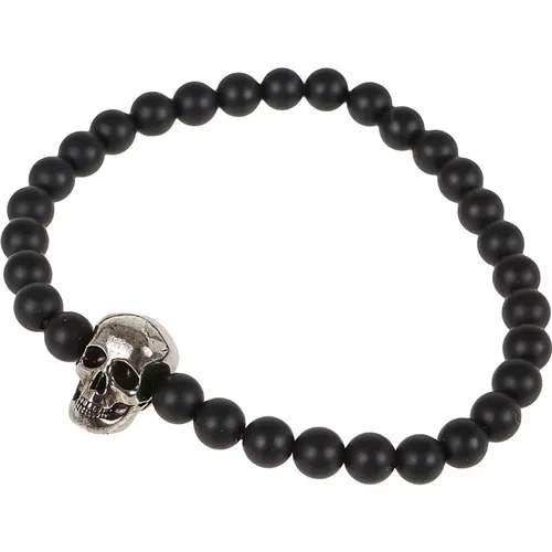 Bracelets, male, , Size: ONE SIZE Skull Beaded Bracelet - alexander mcqueen - Modalova