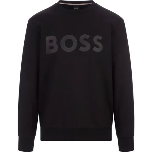 Terry Cloth Sweatshirt with Rubber Print Logo , male, Sizes: M, L, XL, 2XL - Hugo Boss - Modalova