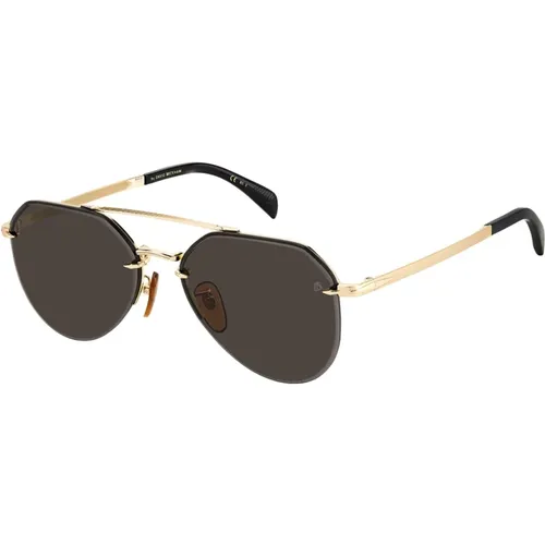 Gold/Dark Grey Sunglasses , male, Sizes: 59 MM - Eyewear by David Beckham - Modalova