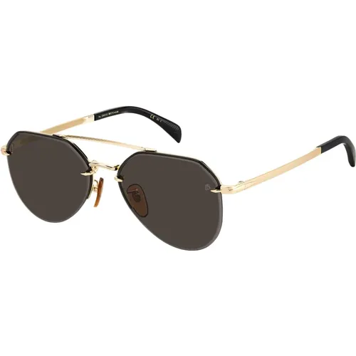 Sunglasses, male, , Size: 59 MM Gold/Dark Grey Sunglasses - Eyewear by David Beckham - Modalova