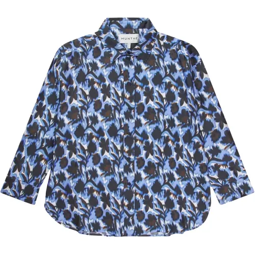 Blaue Seidenbluse mit Print Munthe - Munthe - Modalova