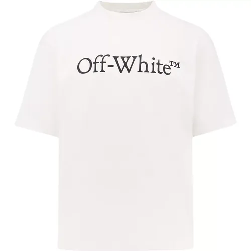 Logo Print Baumwolle Crew-Neck T-Shirt Off - Off White - Modalova