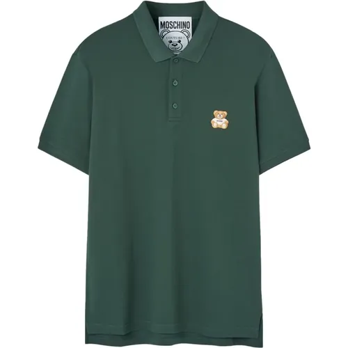 Grünes Polo mit Logo-Stickerei , Herren, Größe: XL - Moschino - Modalova