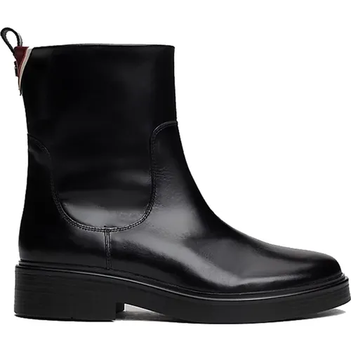 Schwarzer Premium-Leder-Stiefel , Damen, Größe: 36 EU - Tommy Hilfiger - Modalova