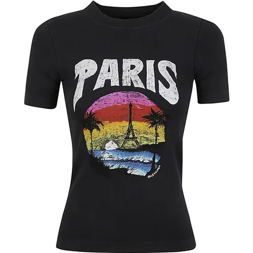 Paris Tropical T-shirt , female, Sizes: S - Balenciaga - Modalova