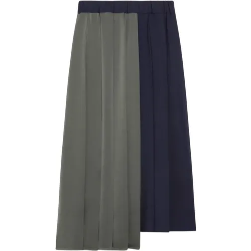 Asymmetrischer Woll- und Satin-Midi-Rock , Damen, Größe: L - Max Mara Weekend - Modalova