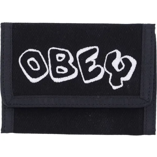 Wallets & Cardholders, male, , Size: ONE SIZE Canvas Tri Fold Wallet - Obey - Modalova