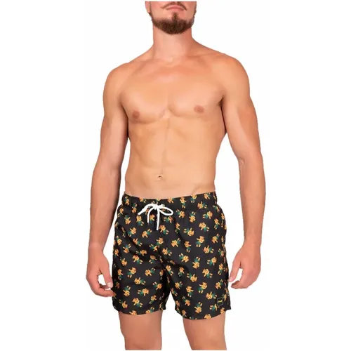 Beachwear, male, , Size: M Printed Microfiber Comfort Shorts - F**k - Modalova