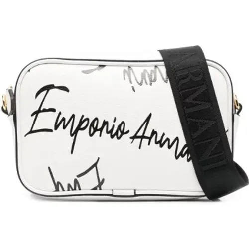 Mini Shoulder Bag with All Over Logo Lettering , female, Sizes: ONE SIZE - Emporio Armani - Modalova