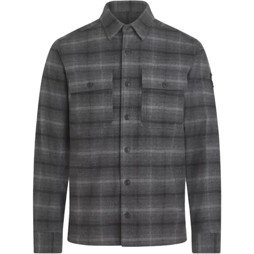 Fallgate Check Shirt in Charcoal , male, Sizes: L, XL - Belstaff - Modalova