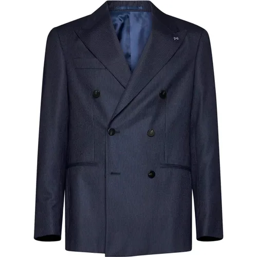 Striped Wool Blazer with Peak Lapels , male, Sizes: M, L - D4.0 - Modalova