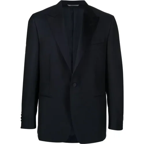 Formal Blazers, male, , Size: 2XL Black Wool Blazer - Canali - Modalova