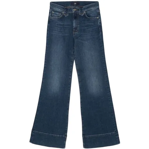 Indigo Blaue Hochtaillierte Flared Jeans , Damen, Größe: W26 - 7 For All Mankind - Modalova