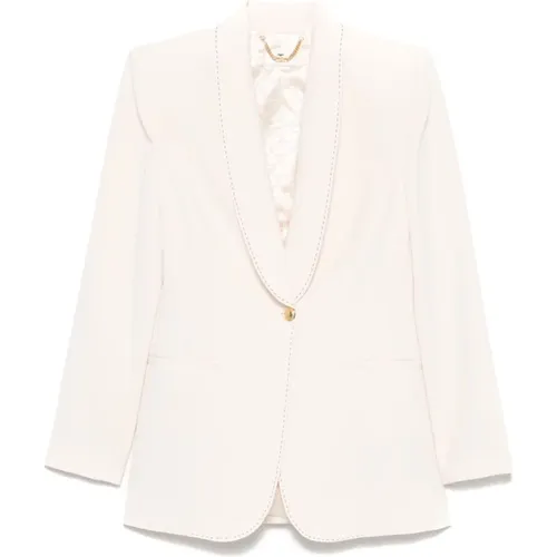 Blazers, female, , Size: S Single-Breasted Tailored Blazer - Elisabetta Franchi - Modalova