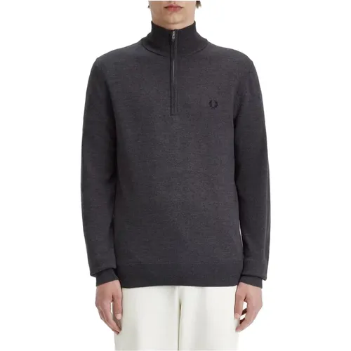 Klassischer Halbzip Merinowollpullover , Herren, Größe: XL - Fred Perry - Modalova