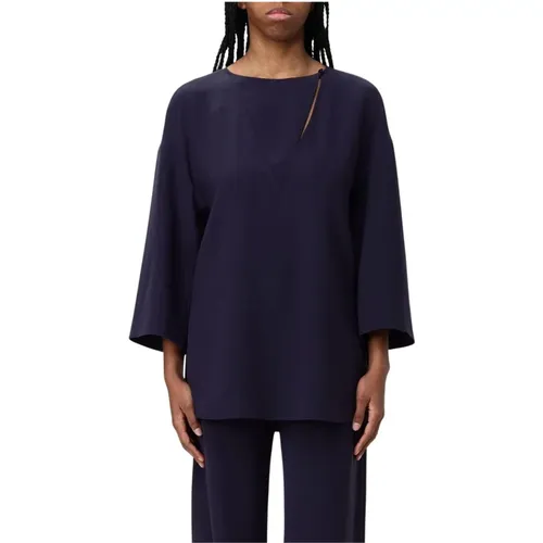 Blouses, female, , Size: XL Kimono Sleeve V-Neck Blouse - Emporio Armani - Modalova