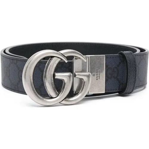 Belts, male, , Size: 90 CM Leather Reversible Belt with Double G Buckle - Gucci - Modalova