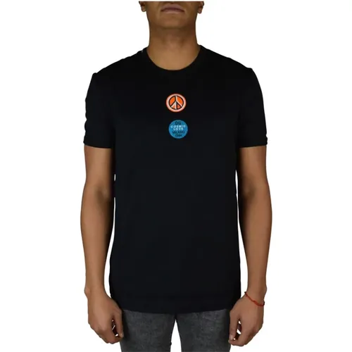 Schwarzes Baumwoll-T-Shirt mit Friedenssymbol - Dolce & Gabbana - Modalova