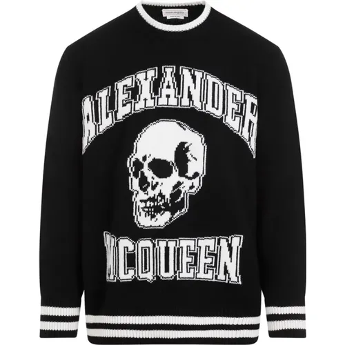 Round-neck Knitwear, male, , Size: S Logo Wool Sweater Aw23 - alexander mcqueen - Modalova