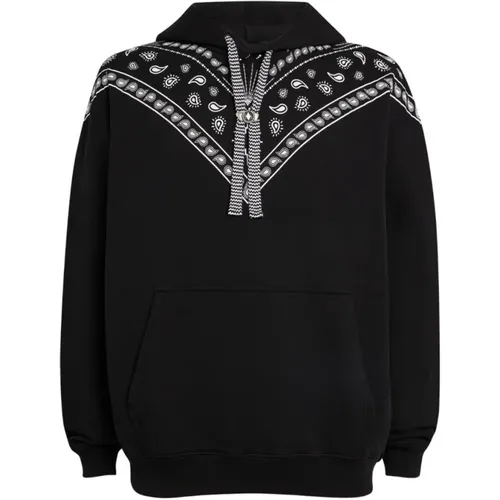 Bandana Komfort Hoodie Schwarz Weiß , Herren, Größe: S - Marcelo Burlon - Modalova