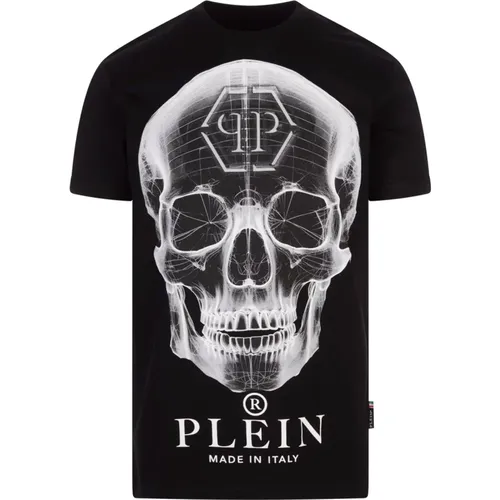 Schwarzes Baumwoll-T-Shirt mit Markensymbolen , Herren, Größe: 3XL - Philipp Plein - Modalova