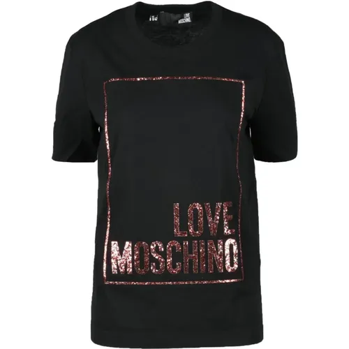 T-Shirts, female, , Size: S Cotton T-shirt with Stylish Design - Love Moschino - Modalova