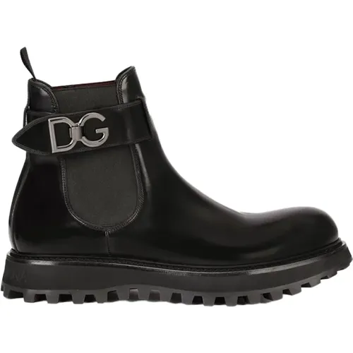 Brushed Calfskin Ankle Boots , male, Sizes: 10 UK, 7 1/2 UK - Dolce & Gabbana - Modalova