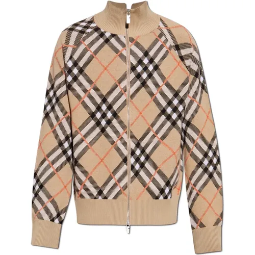 Cardigans, male, , Size: XL Checked Cardigan - Burberry - Modalova