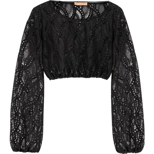 Spitzen Crew Neck Top , Damen, Größe: S - Ermanno Scervino - Modalova