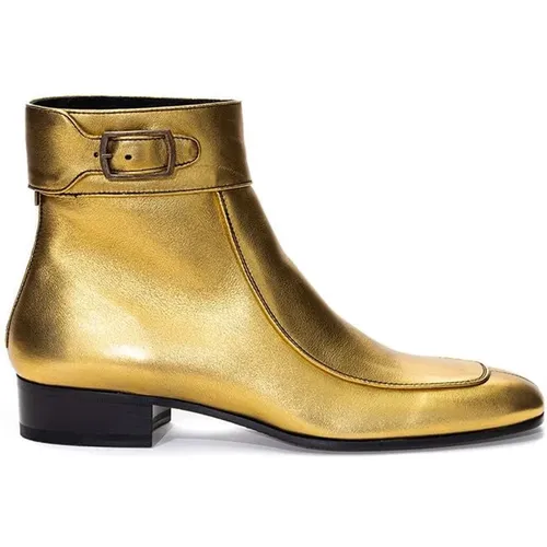 Ankle Boots, female, , Size: 5 US Gold Leather Boots - Saint Laurent - Modalova