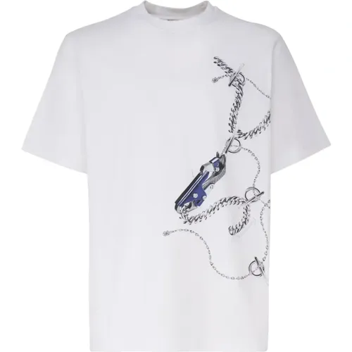 Cotton T-shirt with Round Collar , male, Sizes: L, XL - Burberry - Modalova