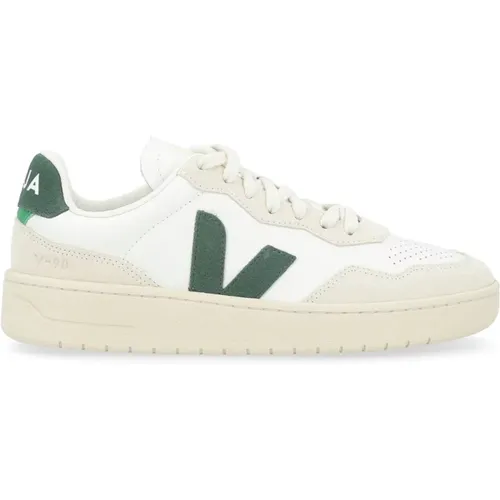 Weiß Grün Leder Sneaker V-90 , Herren, Größe: 40 EU - Veja - Modalova